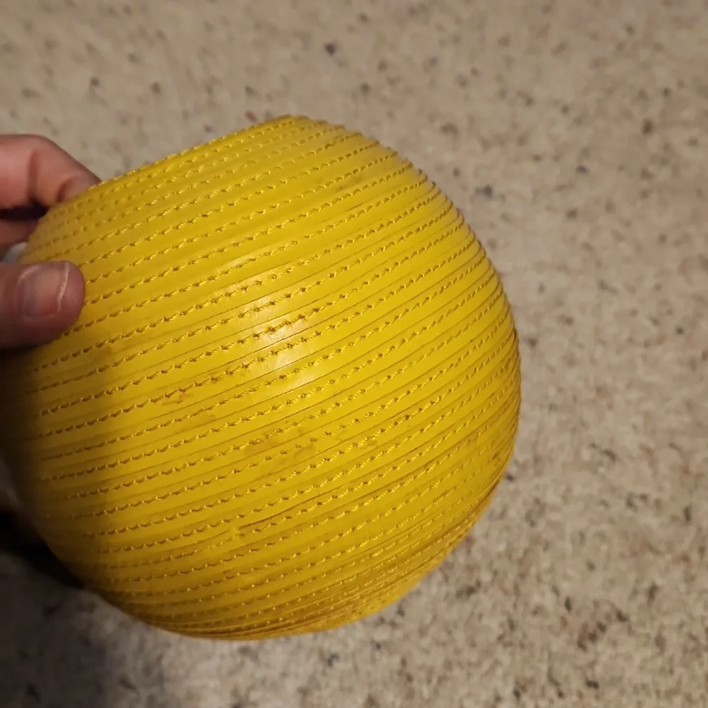 Crate & Barrel Yellow Leather Round Vase